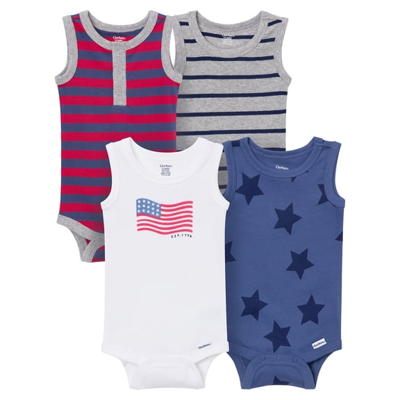 Onesies Brand Baby Boy 4pc Sleeveless Bodysuit, Sizes (0-3 Months - 24 Months)