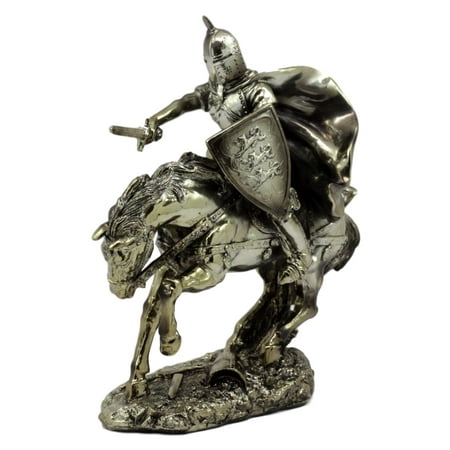 - Ebros Gift Medieval Royal Arms Of England Three Lions Charging Knight On Calvary Horse Figurine 8.5