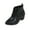 Black, variant on Black Female Everyday Chic Seasonal Fleece Insulated Short Boots Featuring Sharp Toe Front Ties Mid Height Heel Ankle Length Ideal For Various Occasions