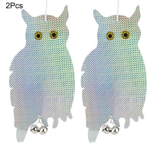 Repelente de pájaros búho reflectante - 2 piezas para jardín