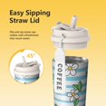 thumbnail image 3 of 18oz Travel Coffee Mug, 316 Stainless Steel Vacuum Insulated Tumbler with 2-in-1 Straw Lid & Strap, Daisy Floral Print, 3 of 6