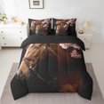 thumbnail image 2 of Ensemble de Literie Imprimé 3D Cheval 7 Pcs Lit en Sac Simple, Ensemble de Literie Fleurs de Pêcher Roses Animaux Western avec Couette, Ensemble de Lit Faune de Ferme, 2 of 5