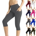 thumbnail image 2 of Yuanlook Women's Solid Buttery Soft Capri Leggings, High-Waist Workout Pants with Breathable Fabric & Pockets, S-XXXL, 2 of 9