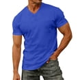 thumbnail image 2 of Mens T-Shirts Summer Solid Casual V Neck Short Sleeve Basic Tops with Pocket Office Shirts, 2 of 9
