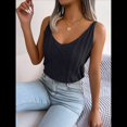 thumbnail image 4 of Camisetas Sin Mangas de Punto con Cuello en V para Mujer, Camisetas Informales Sin Mangas de Verano 2025, Suéter, Chaleco. Negro S, 4 of 10