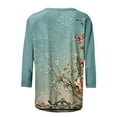 thumbnail image 3 of Stamzod Plus Size Spring Clothes for Women Fashion Floral Printing Crewneck Casual Pullover Tops Loungewear Summer Vintage Loose Blouses for Women Green B XL, 3 of 6