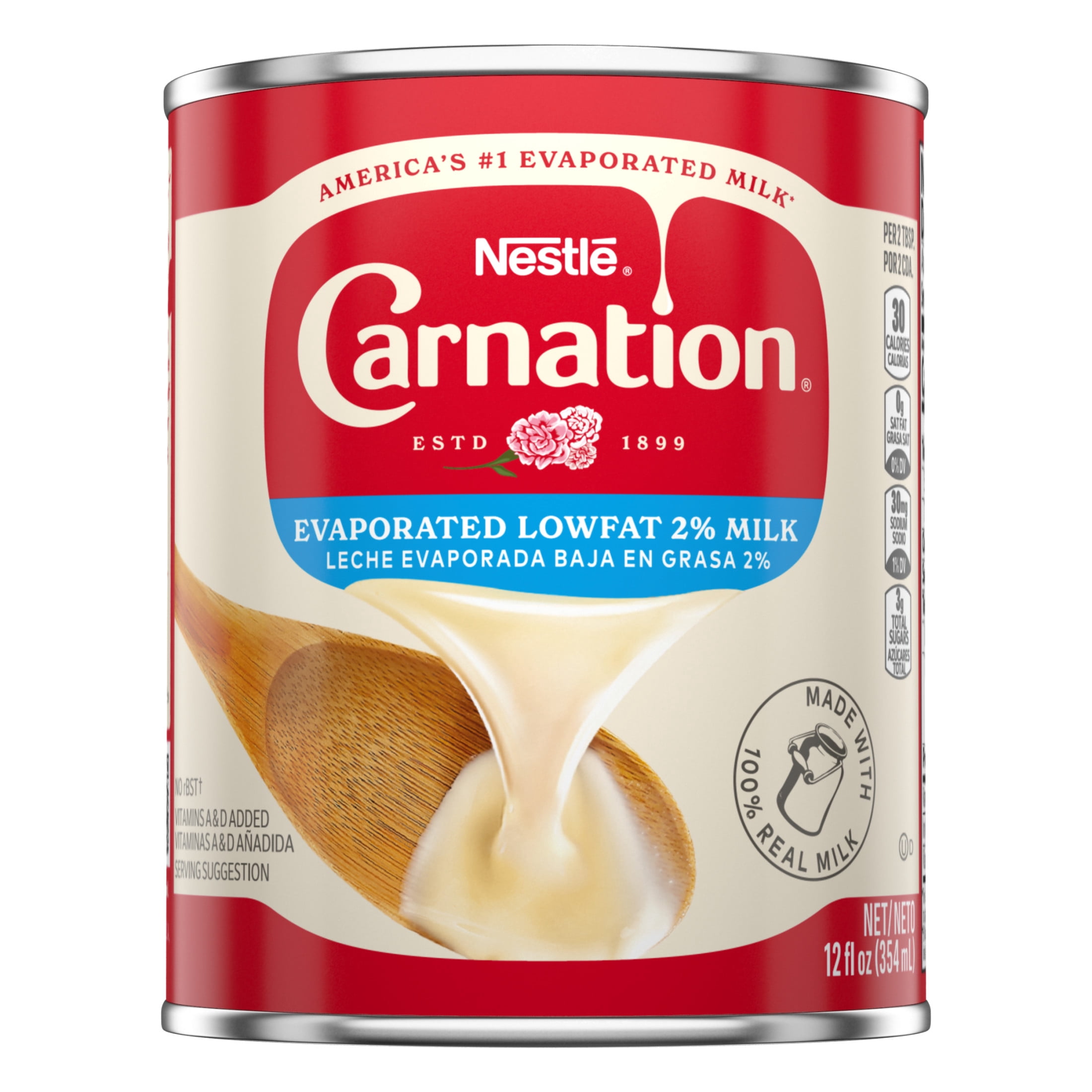 (24 pack) Carnation Evaporated Lowfat 2% Milk, Vitamin D Added, Evaporated Milk Canned, 12 fl. oz. Can