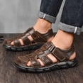 thumbnail image 4 of Sandalias clásicas de alta calidad para hombre, zapatillas de verano para caminar al aire libre, sandalias transpirables para hombre, zapatos casuales de cuero genuino para hombre (26 cm), 4 of 4