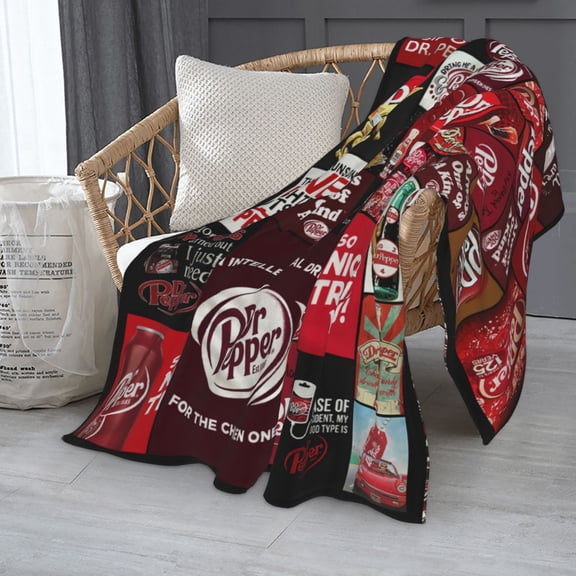 Dr Pepper 90s Maroon Background Flannel Blanket Funny Ultra-Soft Micro Warm Throw Blanket Fleece Blanket Interesting Gift