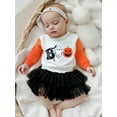 thumbnail image 5 of Toddler Baby Girl Halloween Outfit 1-6 Years Kids Ghost Embroidered Long Sleeve Sweatshirt Elastic Waist Tulle Skirt 2Pcs Cute Fall Clothes Set, 5 of 9