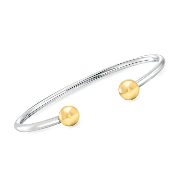 Ross-Simons Italian Sterling Silver and 18kt Gold Over Sterling Ball Cuff Bracelet, Women's, Adult