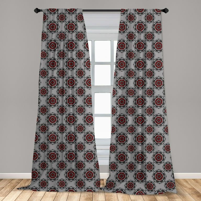 Window Ds For Living Room Bedroom, Red Black Grey Curtains