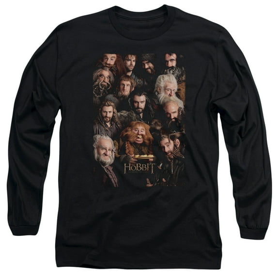 The Hobbit Dwarves Poster Long Sleeve Adult 18/1 T-Shirt Black