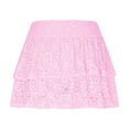 thumbnail image 3 of Women's Lace Mini Skirt Y2K Floral Lace Elastic Waist Layered Ruffled A-Line Short Skirt Elegant Flared Design Lightweight Comfortable Summer Skirts, 3 of 5