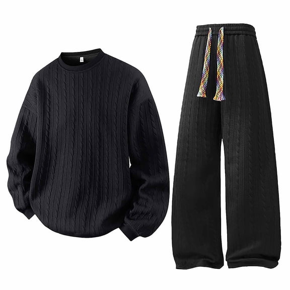 mihongmao Mens Sweatsuits 2 Piece Set Men's Solid Color Sport Casual Fashion Pocket Pants Short Sleeve Round Neck Set Black 3X