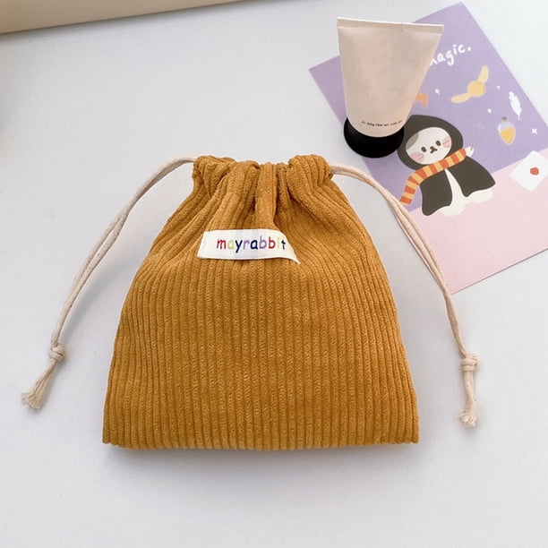 Corduroy Elastic Hair Tie Organizer Fragment Mouth Red Envelope Portable Cosmetic Storage Bag