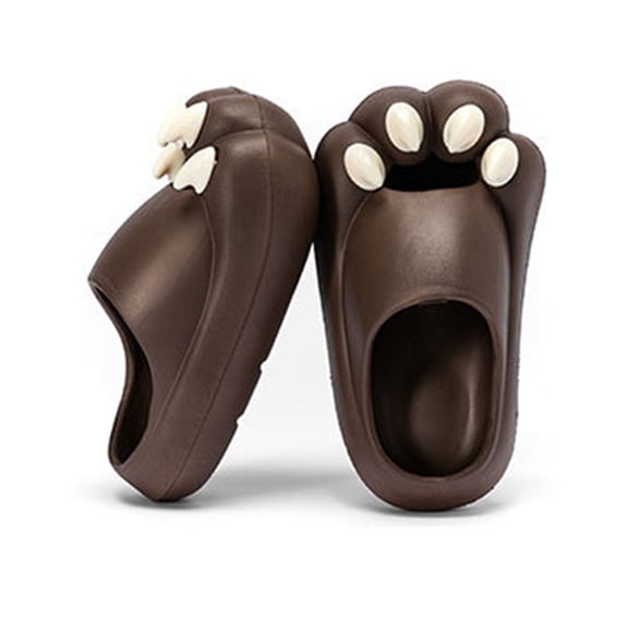 Comfy, Quick-Dry, Anti-Slip Sandals for Women & Men, Size 39 Brown Bear Paw Print Slippers