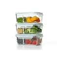 thumbnail image 1 of Open Box Glasslock Duo 3 Piece Clear Glass Divided Food Storage Containers, 1 of 8