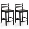 thumbnail image 1 of Costway 24-Inch Wooden Bar Stools Set of 2 with Ergonomic Backrest Counter Height Stools Black, 1 of 7