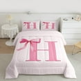 thumbnail image 3 of Manfei Letter H Monogrammed Full Size Comforter Sets,Cute Cartoon Bowtie Bedding Comforter Set,Pink Bow Tie Bedding Sets For Girls Kids,Microfiber Room Decorative Reversible,3 Pieces, 3 of 9