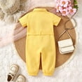 thumbnail image 6 of JAJAHO Toddler Girls Jumpsuits Short Sleeve Button Front Collared Solid Color Ankle-Tied Summer Onesies 1-5Y, 6 of 6