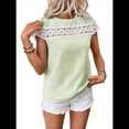 thumbnail image 2 of Blusas Casuales de Mujer con Cuello Redondo, Corta, Holgadas y Caladas Verde S, 2 of 10