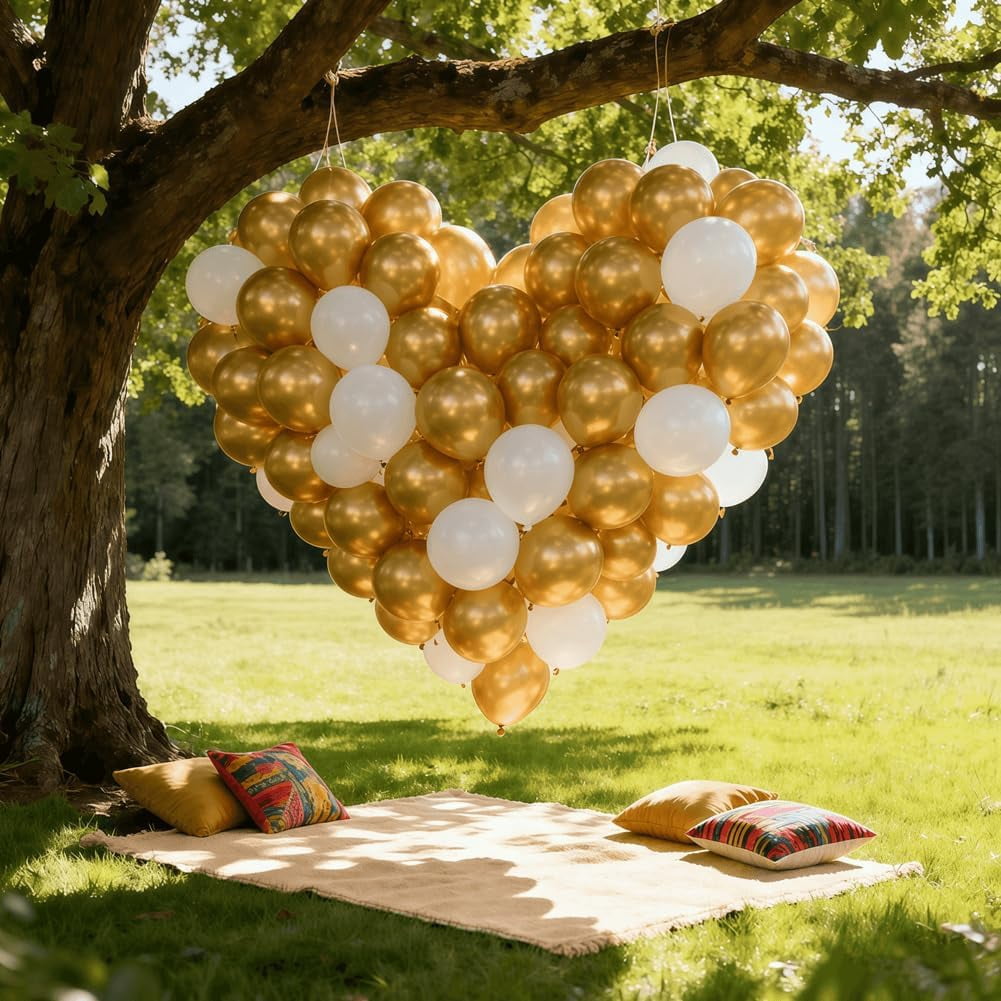 400 Pcs Gold Balloons 12 Inch Metallic Chrome Shiny Bulk Latex Balloon for Birthdays Weddings Party Decorations