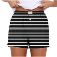thumbnail image 2 of LEBONYARD Women's Shorts with Adjustable Waistbands,Casual Spring and Summer Comfortable Elastic Waist Women Bottom New Fashion Print Short Pants Black S, 2 of 5