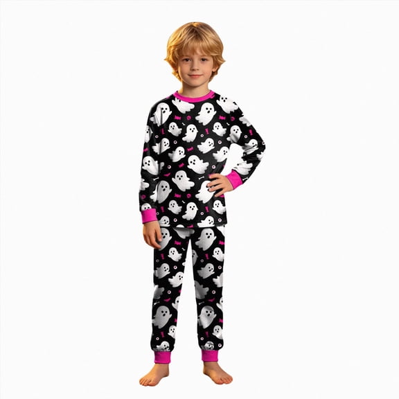 mgoYE Halloween Pjs Girls Boys - Kids 2 Piece Cute Print PJ Set for Holiday - Long Sleeve & Pants