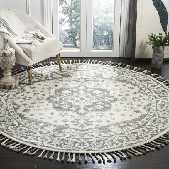 SAFAVIEH Aspen Norwood Southwestern Wool Area Rug, Grey/Light Grey, 7' x 7' Round