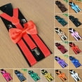 thumbnail image 2 of CENL Men Matching Suspenders Braces&Bow Tie Combo Sets Fancy Costume, 2 of 9