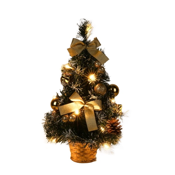 Árbol de Navidad artificial de 40 cm para mesa, mini árbol de Navidad con luz LED para Navidad.