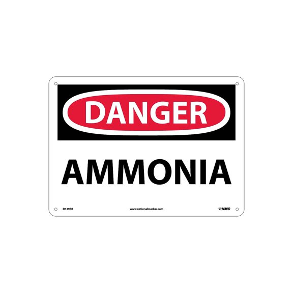 National Marker Danger Signs; Ammonia 10X14 Rigid Plastic D129RB