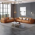 thumbnail image 2 of Light Luxury Leather Sofa First Modern Cowhide Nordic Small Apartment Minimalist 3 Person Chaise Divano Home Furniture My Lux Decor Round, 2 of 16