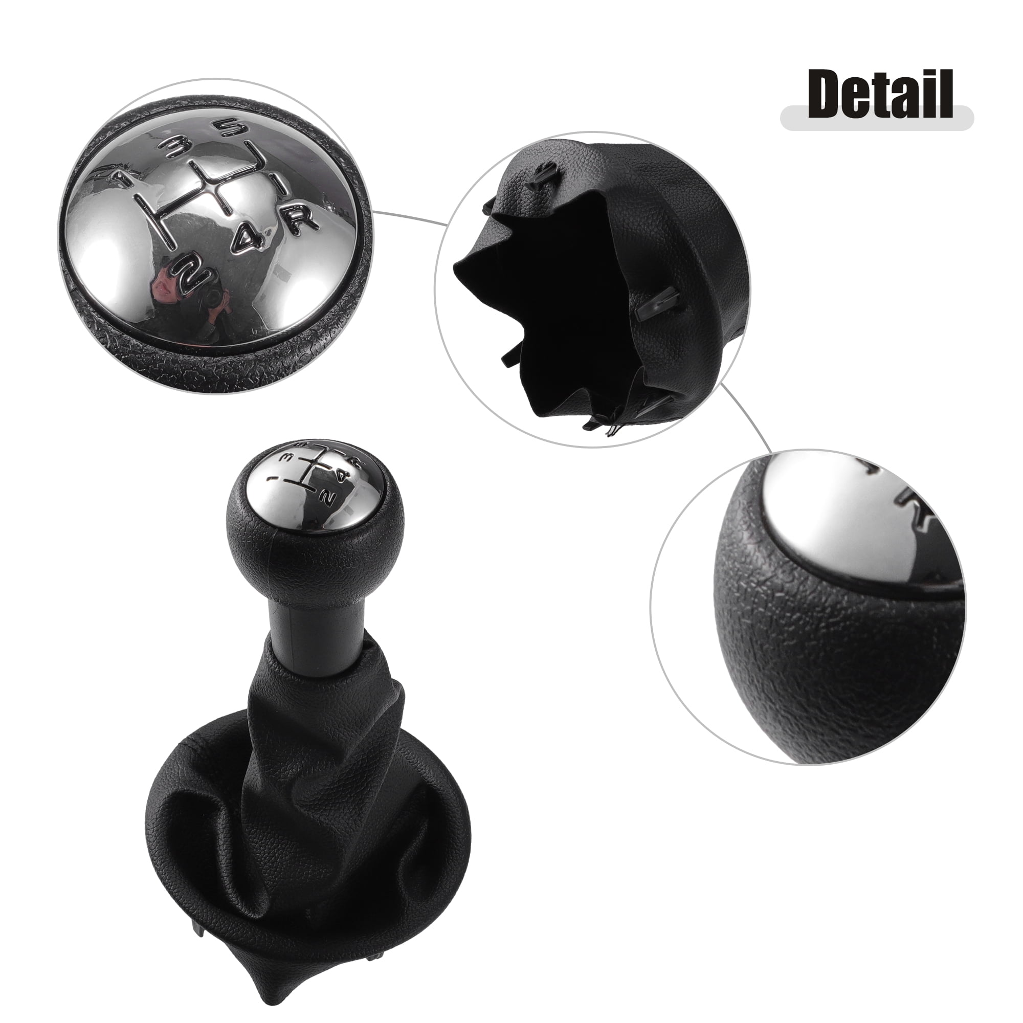 Unique Bargains 5 Speed Manual Gear Shift Knob Stick Shifter Lever Head Ball with Boot Cover for Peugeot Partner 2008