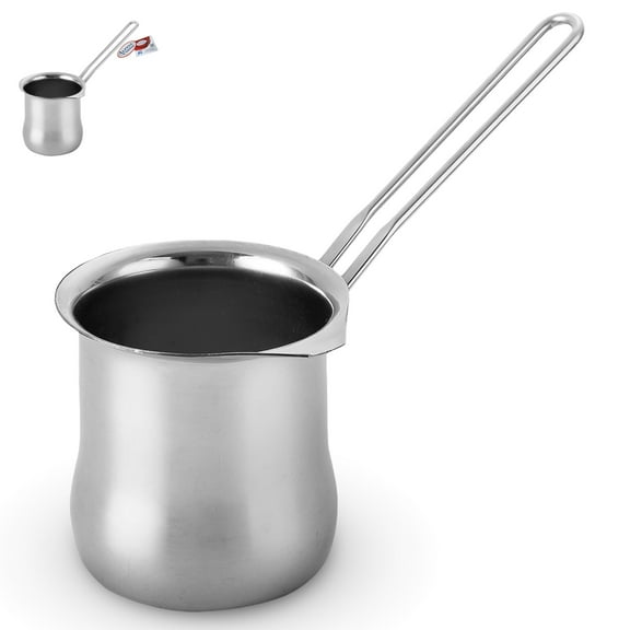 Alpine Cuisine Stainless Steel Coffee Warmer, 31oz with Ergonomic Hanging Handle - Turkish and Greek Coffee Maker, Butter Warmer, and Milk Pot for Home & Cafe Heating and Melting
