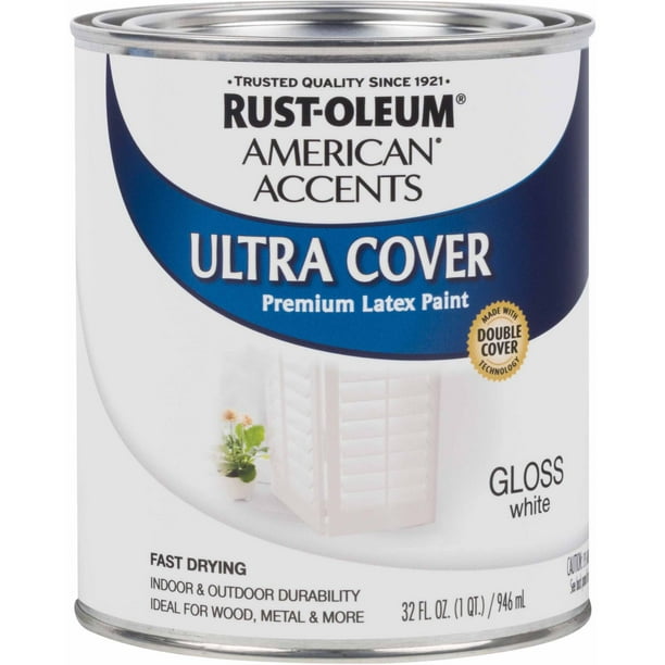RustOleum American Accents Ultra Cover Quart, Gloss White Paint