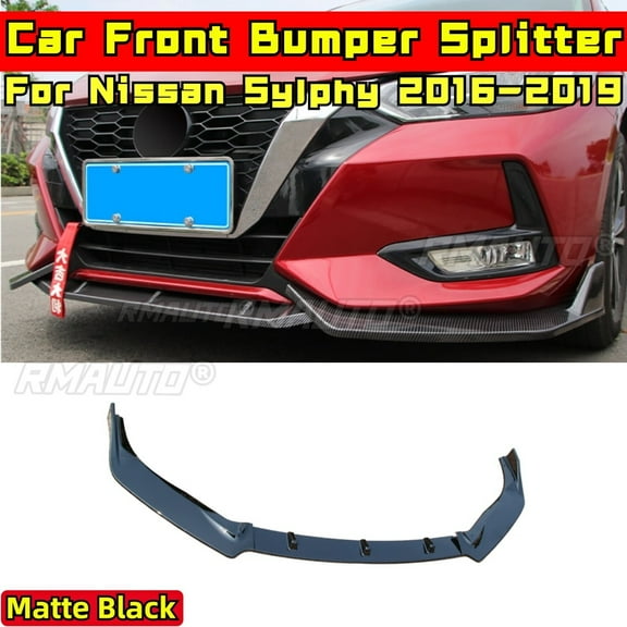 Sylphy Front Bumper Lip Matte Black Sport Style Front Bumper Splitter Body Kit For Nissan Sylphy 2016-2019 Car Accessories