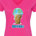 thumbnail image 4 of Inktastic Keep It Cool Melting Earth Ice Cream Cone Women's V-Neck T-Shirt, 4 of 5