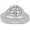thumbnail image 1 of Vintage Halo Diamond Engagement Ring Setting 1/2ct Mount Matching Wedding Band, 1 of 3