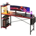thumbnail image 1 of Bestier Reversible 63 inch Gaming Desk Computer Desk with LED Lights 4 Tier Shelves Carbon Fiber, 1 of 8