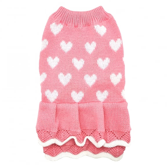 GASTROPOD 2026 New Girl Dog Sweater,Dog Clothes Girl,Dog Dresses for Small Dogs Girl,Small Dog Sweaters Female Girl Winter Warm Dog Princess Dress Clothes for Dachshund,Dog Accessories Pink M