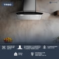 thumbnail image 3 of Campana de cocina 90 cm de pared cristal curvo y acero Inoxidable Fline Tromso 90, 3 of 6