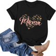 thumbnail image 4 of Top casual de manga corta con cuello redondo y estampado de letras en color sólido para el día de la madre de primavera y verano para mujer OAVQHLG3B Store  lin121212, 4 of 5