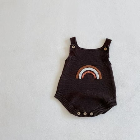 

DanceeMangoos 0-24M Newborn Kid Baby Boys Girls Clothes Autumn Winter Knitted Sweater Romper Rainbow Print Jumpsuit Cute Sweet Knitwear