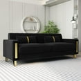 thumbnail image 2 of Modern Velvet Sofa Couch, 86" Large Loveseat Sectional Sofa Couch with Gold Legs for 3-4 Persons, Upholstered Deep Seat Love Seat Sofa Chaise for Living Room Office Apartment Black, 2 of 7