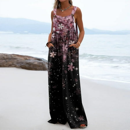 

Wide Leg Overalls for Womens Boho Comfy Baggy Loose Jumpsuits Romper Women s Wide Leg Overalls Sleeveless Jumpsuits Suspender Overalls
