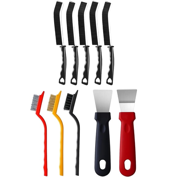 Januofit 10Pcs Crevice Cleaning Brush Set, V Shape Grout Cleaner Brush for Deep Cleaning Gap, Hard Bristle Scrub Brushes Tools, Cleaning Supplies for Household Use, Bathroom, Kitchen, Toilet, Window