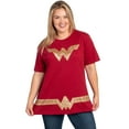 thumbnail image 4 of Women's Plus Size Wonder Woman Halloween Costume T-Shirt Tee Red Gold DC Comics, 4 of 7
