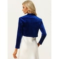 thumbnail image 3 of Unique Bargains Women's Halloween Costume Velvet Shrugs Open Front Cropped Bolero Jacket L Royal Blue, 3 of 6